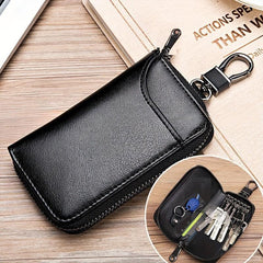 Key Bag Faux Leather Car Key Case Men's Portable Card Holder Red