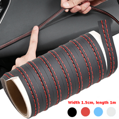 Car Interior Moulding Trim Self adhesive Dashboard Leather Decorative Line Red