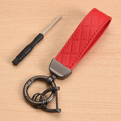 Leather Car Keychain with Anti Lost D Ring Key Chain Pendant