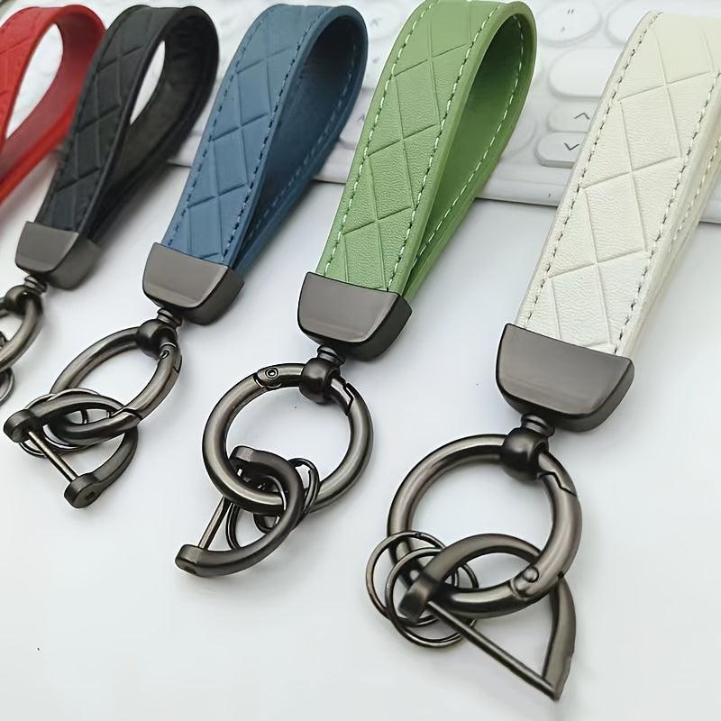 Leather Car Keychain with Anti Lost D Ring Key Chain Pendant