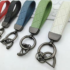 Leather Car Keychain with Anti Lost D Ring Key Chain Pendant