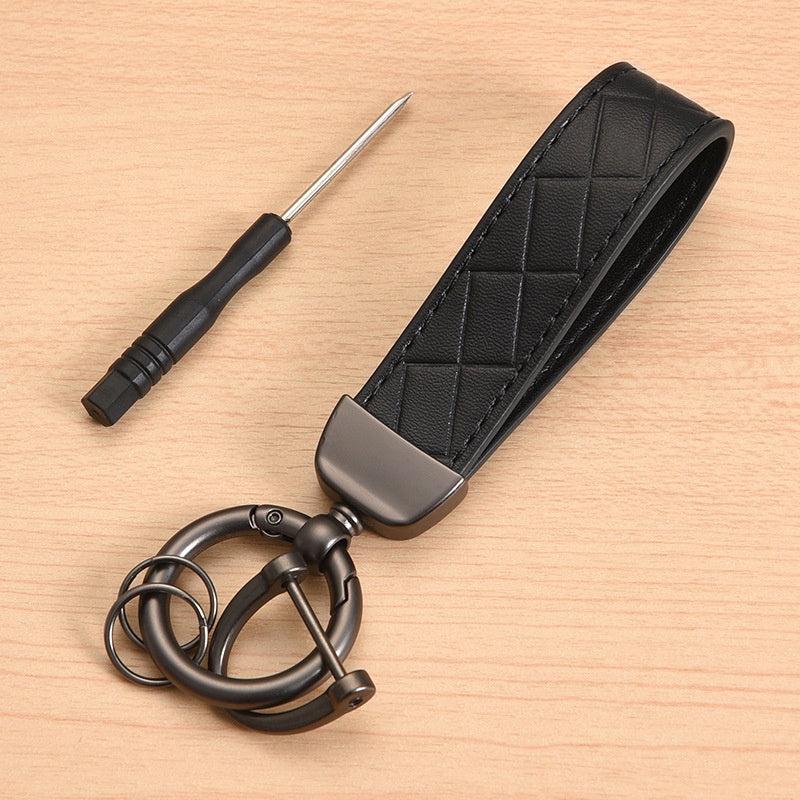 Leather Car Keychain with Anti Lost D Ring Key Chain Pendant
