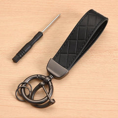 Leather Car Keychain with Anti Lost D Ring Key Chain Pendant