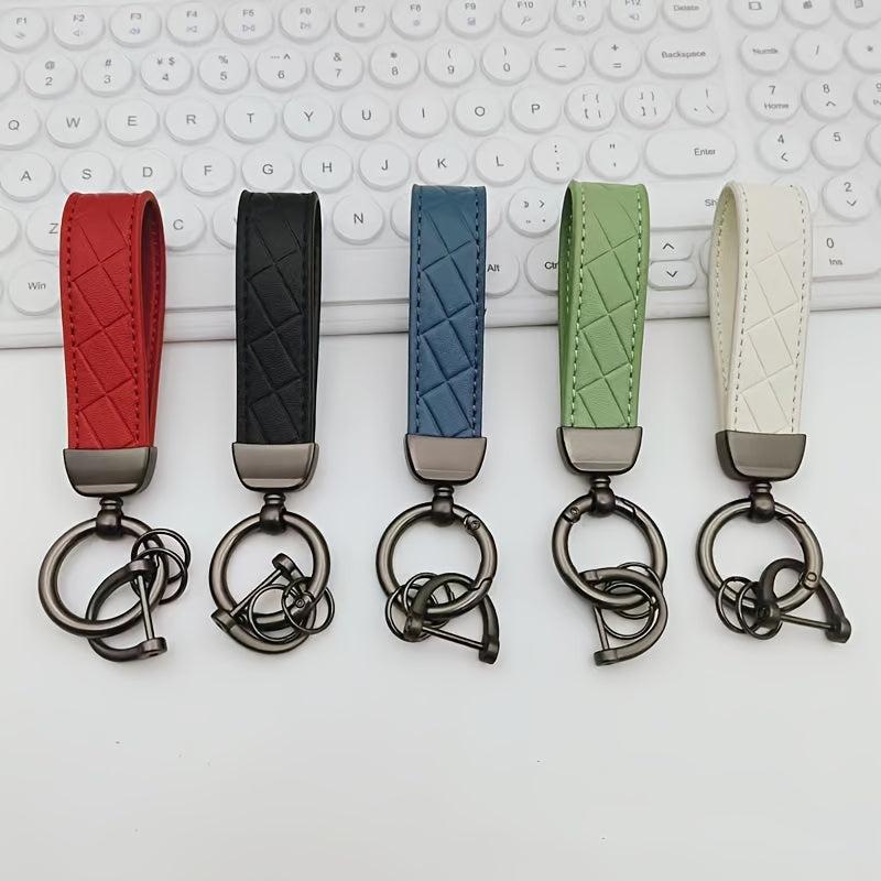 Leather Car Keychain with Anti Lost D Ring Key Chain Pendant