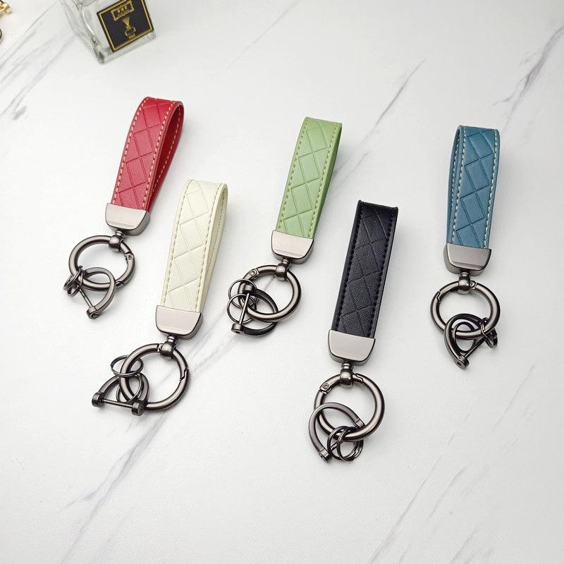 Leather Car Keychain with Anti Lost D Ring Key Chain Pendant