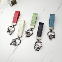 Leather Car Keychain with Anti Lost D Ring Key Chain Pendant