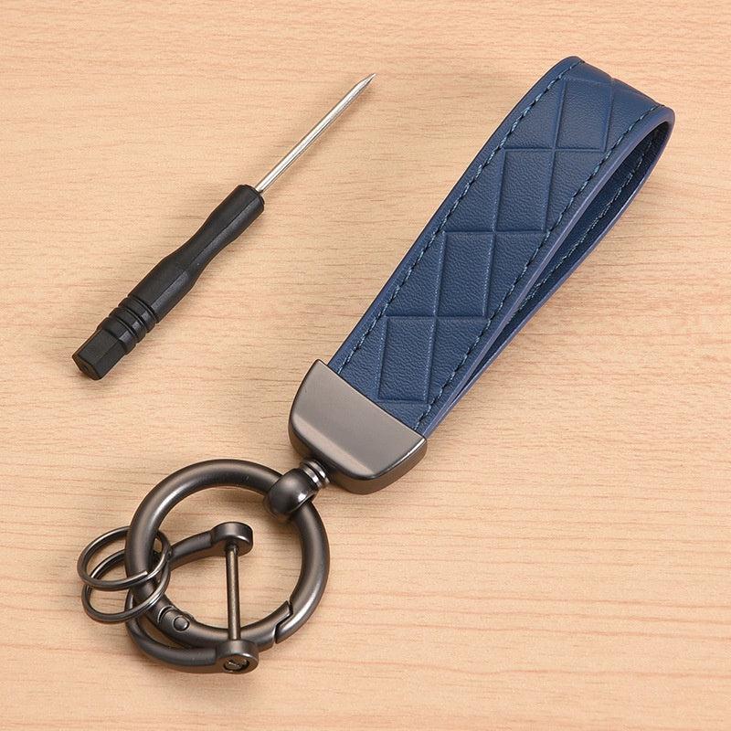 Leather Car Keychain with Anti Lost D Ring Key Chain Pendant