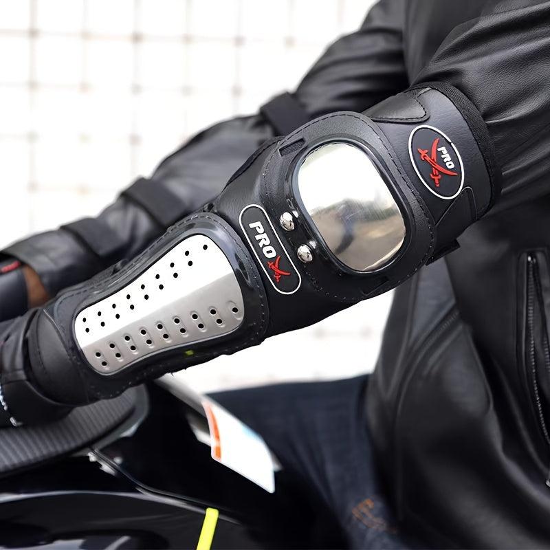 Motorcycle Knee Elbow Pads Set Stainless Steel Anti-fall Gear