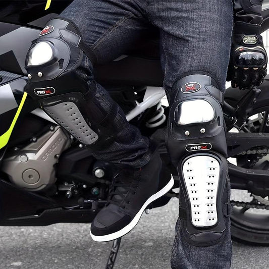 Motorcycle Knee Elbow Pads Set Stainless Steel Anti-fall Gear