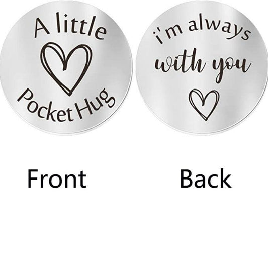 Pocket Hug Token Keychain Long Distance Stainless Steel Double Sided