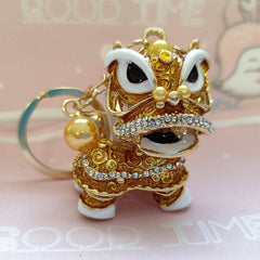 Chinese Dragon Car Key Chain Pendant with Artificial Diamond
