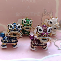 Chinese Dragon Car Key Chain Pendant with Artificial Diamond