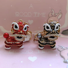 Chinese Dragon Car Key Chain Pendant with Artificial Diamond