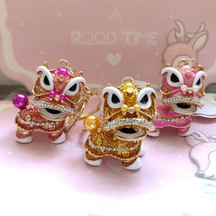 Chinese Dragon Car Key Chain Pendant with Artificial Diamond