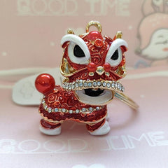 Chinese Dragon Car Key Chain Pendant with Artificial Diamond
