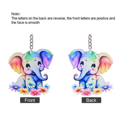 Elephant Acrylic Keychain Car Key Geometric Pendant Decoration
