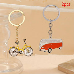 2pcs Car Mounted Model Key Chains Zinc Alloy Metal Key Pendant Keychain