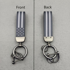 PU Leather USA Flag Car Key Chain - America Flag Key Ring for Motorcycles SUV