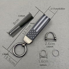 PU Leather USA Flag Car Key Chain - America Flag Key Ring for Motorcycles SUV