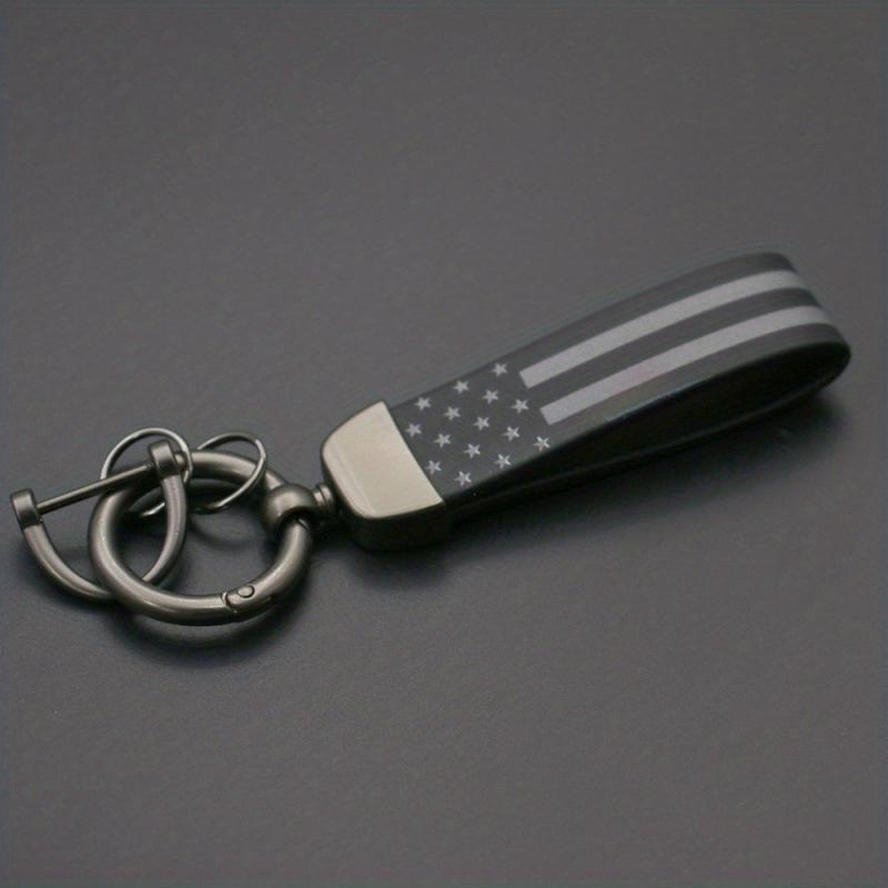 PU Leather USA Flag Car Key Chain - America Flag Key Ring for Motorcycles SUV