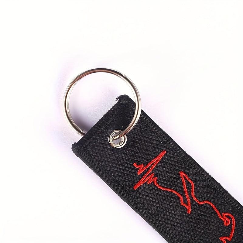 Biker Heartbeat Keychain For Motorcycles & Cars Embroidery Key Chain