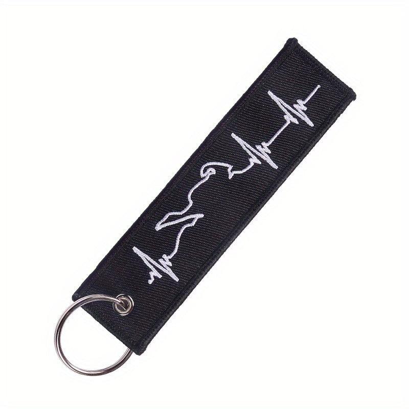 Biker Heartbeat Keychain For Motorcycles & Cars Embroidery Key Chain