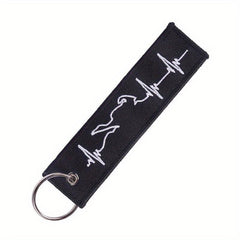 Biker Heartbeat Keychain For Motorcycles & Cars Embroidery Key Chain