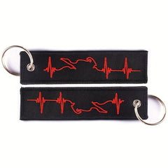 Biker Heartbeat Keychain For Motorcycles & Cars Embroidery Key Chain