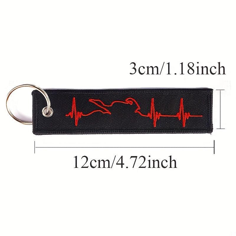 Biker Heartbeat Keychain For Motorcycles & Cars Embroidery Key Chain