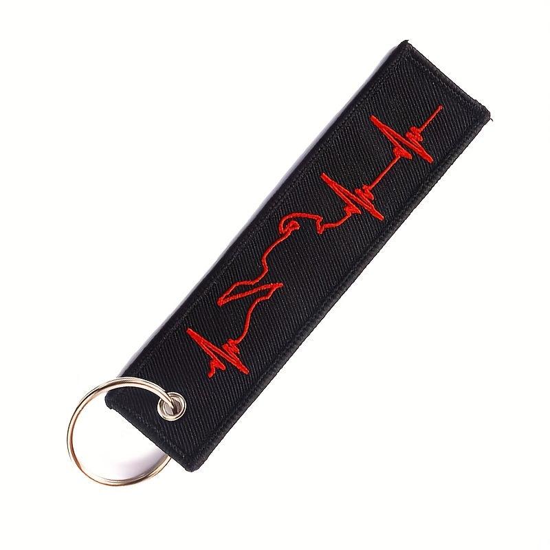 Biker Heartbeat Keychain For Motorcycles & Cars Embroidery Key Chain