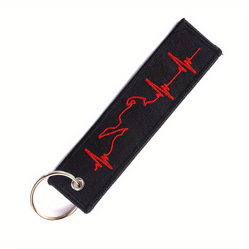 Biker Heartbeat Keychain For Motorcycles & Cars Embroidery Key Chain