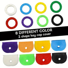 16pcs Key Caps Cover Set Square & Round Key Covers Soft Rubber Tags