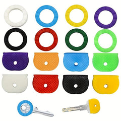 16pcs Key Caps Cover Set Square & Round Key Covers Soft Rubber Tags