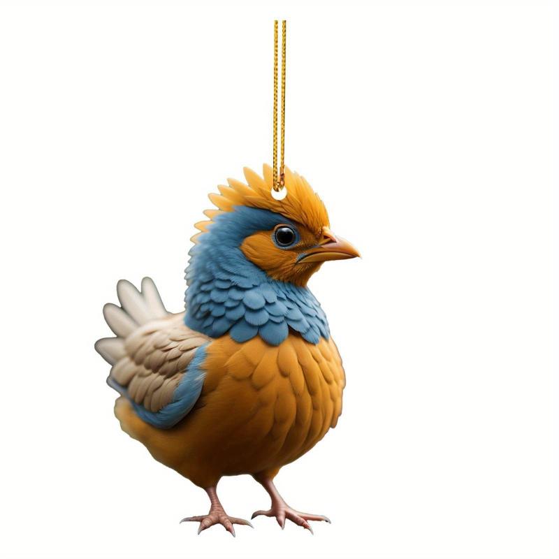 2D Christmas Tree Ornament Cartoon Rooster Pendant Acrylic Chicken Hanging