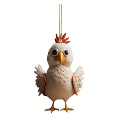 2D Christmas Tree Ornament Cartoon Rooster Pendant Acrylic Chicken Hanging