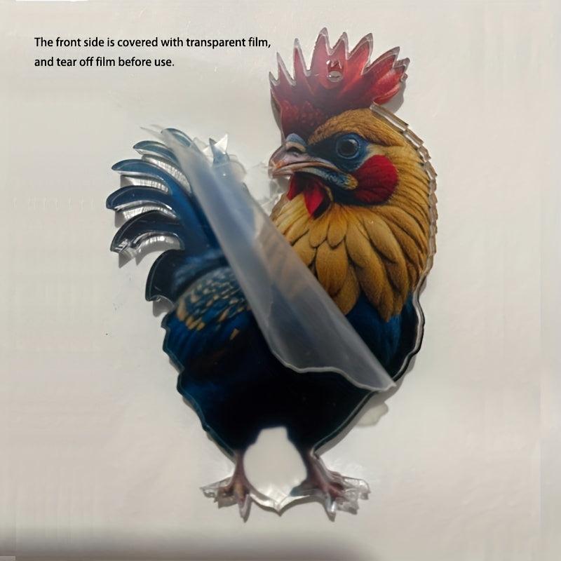 2D Christmas Tree Ornament Cartoon Rooster Pendant Acrylic Chicken Hanging