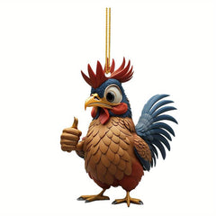 2D Christmas Tree Ornament Cartoon Rooster Pendant Acrylic Chicken Hanging
