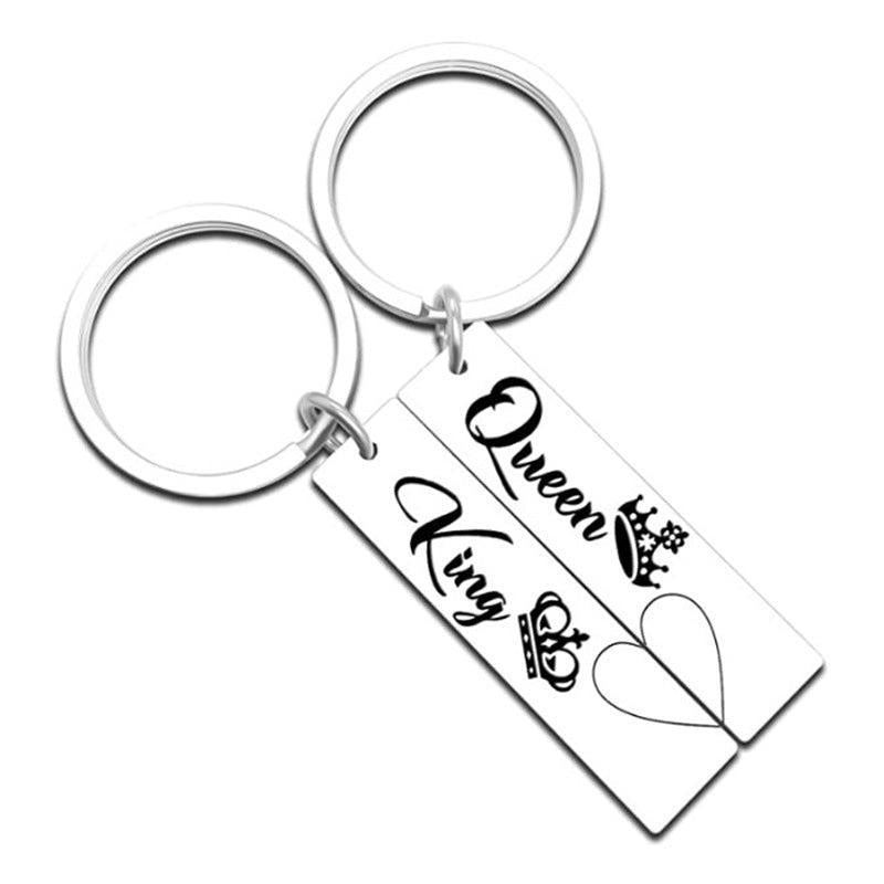 Queen & King Stainless Steel Key Chain for Christmas