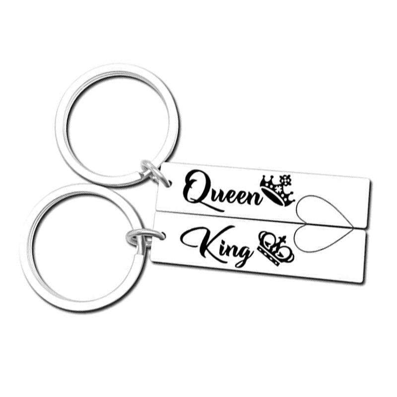 Queen & King Stainless Steel Key Chain for Christmas