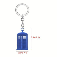 1pc Phone Booth Alloy Keychain Event Gift Car Interior Pendant