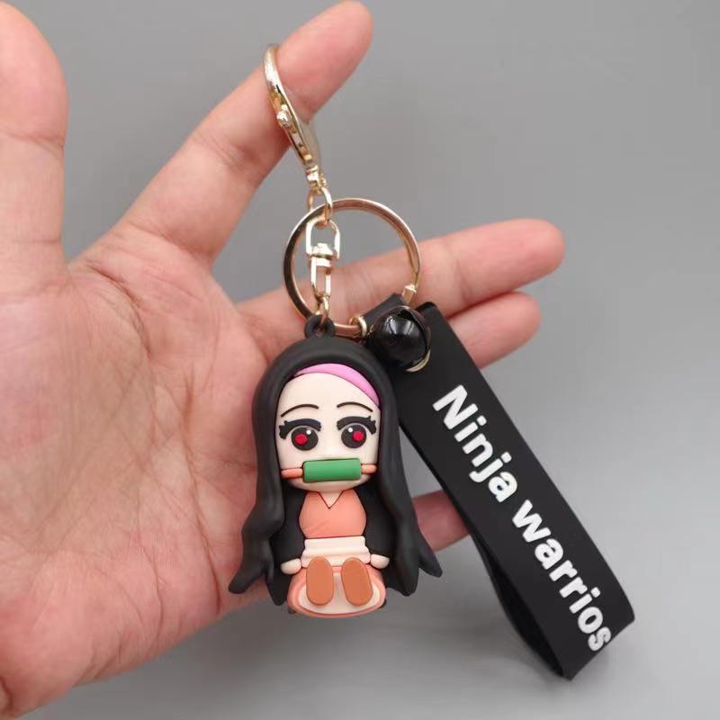 Car Keychain Cartoon PVC Anime Doll Metal Key Ring Lanyard Car Accessories