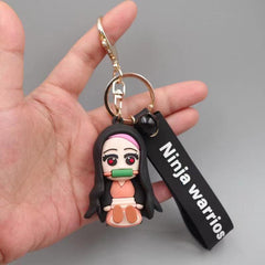 Car Keychain Cartoon PVC Anime Doll Metal Key Ring Lanyard Car Accessories