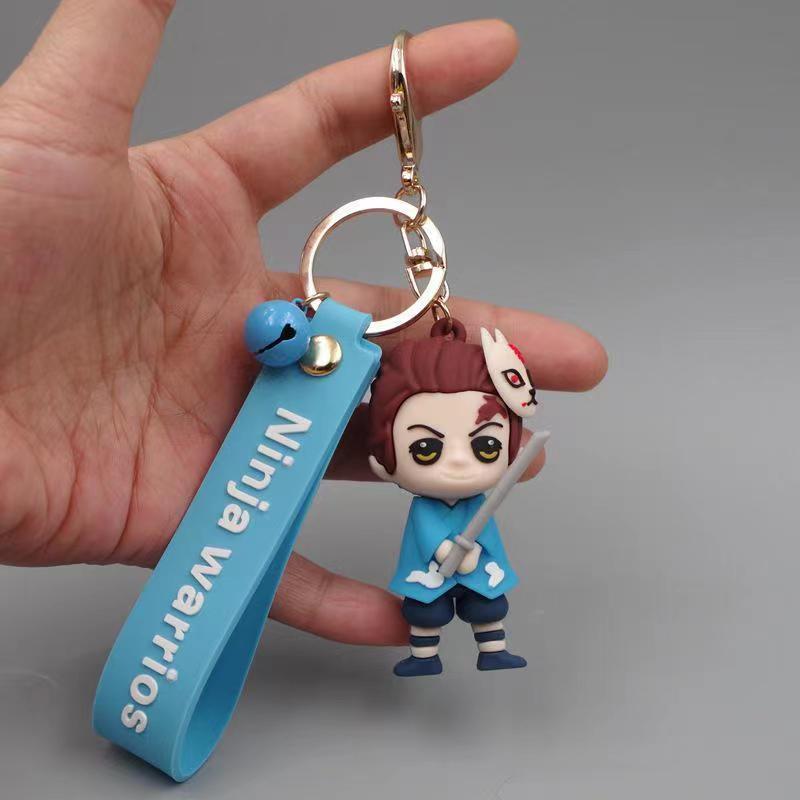 Car Keychain Cartoon PVC Anime Doll Metal Key Ring Lanyard Car Accessories