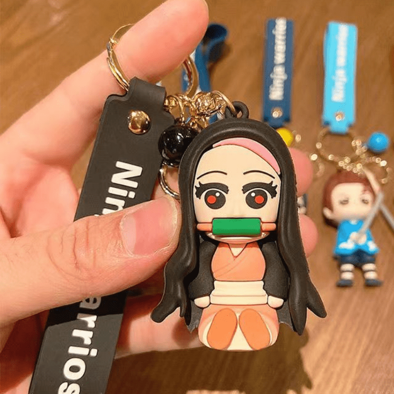 Car Keychain Cartoon PVC Anime Doll Metal Key Ring Lanyard Car Accessories