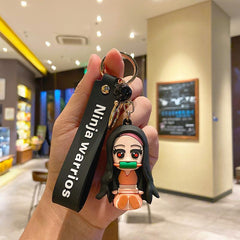 Car Keychain Cartoon PVC Anime Doll Metal Key Ring Lanyard Car Accessories
