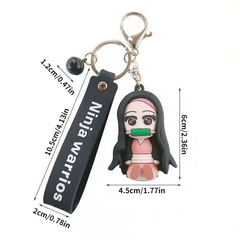 Car Keychain Cartoon PVC Anime Doll Metal Key Ring Lanyard Car Accessories