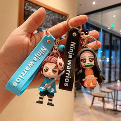 Car Keychain Cartoon PVC Anime Doll Metal Key Ring Lanyard Car Accessories