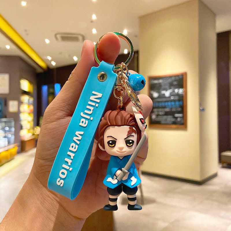 Car Keychain Cartoon PVC Anime Doll Metal Key Ring Lanyard Car Accessories