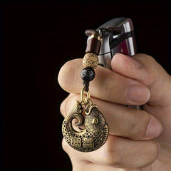 Vintage Chinese Style Lucky Fish Brass Car Pendant Key Chain