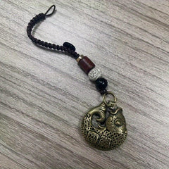 Vintage Chinese Style Lucky Fish Brass Car Pendant Key Chain
